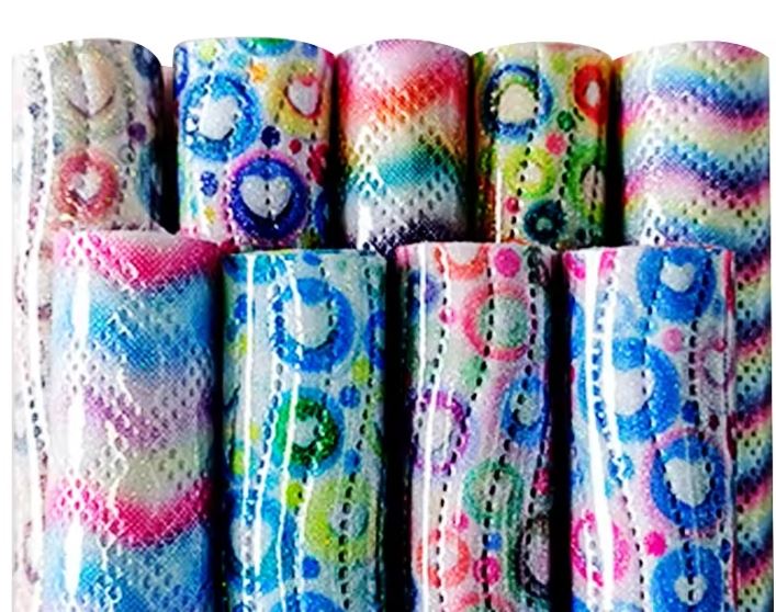 Crystal Rainbow Circle kohokuvioitu muotoilu keinonahka laukkujen tekemiseen